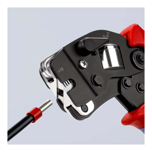 Pinces à sertir auto-ajustables pour embouts de câble, introduction frontale Knipex