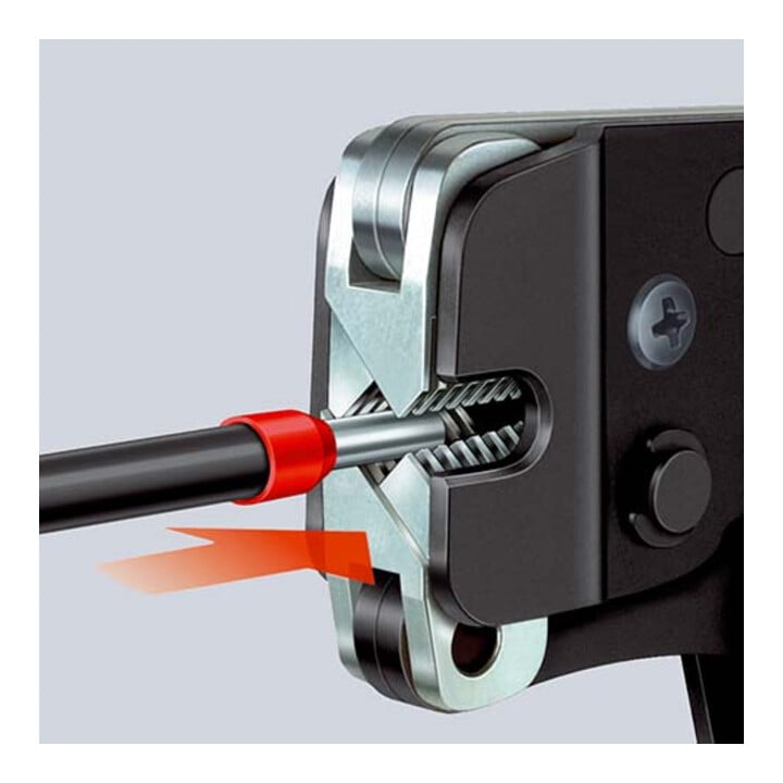 Pinces à sertir auto-ajustables pour embouts de câble, introduction frontale Knipex