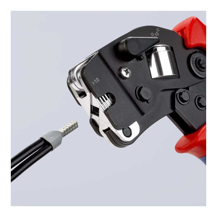 Pinces à sertir auto-ajustables pour embouts de câble, introduction frontale Knipex