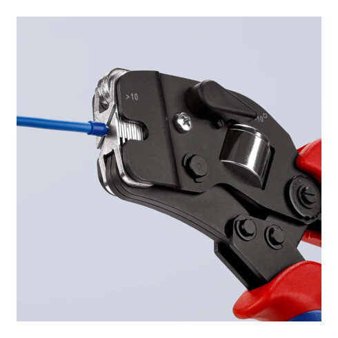 Pinces à sertir auto-ajustables pour embouts de câble, introduction frontale Knipex