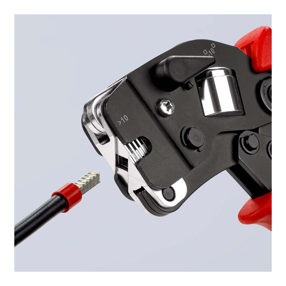 Pinces à sertir auto-ajustables pour embouts de câble, introduction frontale Knipex