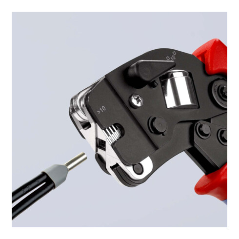 Pinces à sertir auto-ajustables pour embouts de câble, introduction frontale Knipex