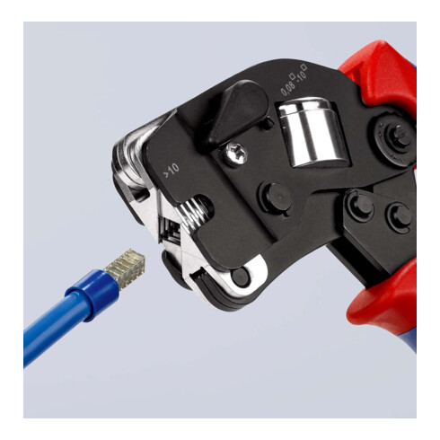 Pinces à sertir auto-ajustables pour embouts de câble, introduction frontale Knipex