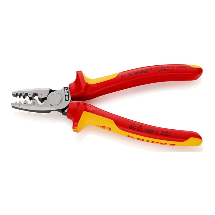 Pinces à sertir pour cosses, Avec sertissage à ergot Knipex