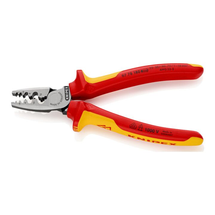 Pinces à sertir pour cosses, Avec sertissage à ergot Knipex