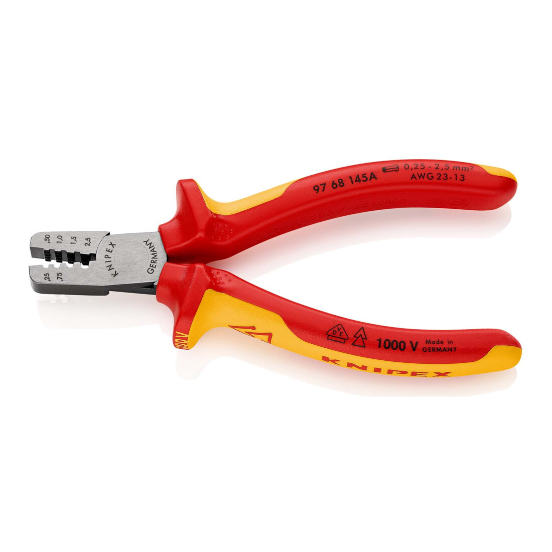 Pinces à sertir pour cosses, Avec sertissage trapézoïde Knipex