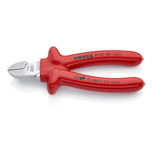 Cisailles latérales chromées 180mm isolées par trempage Knipex gauche