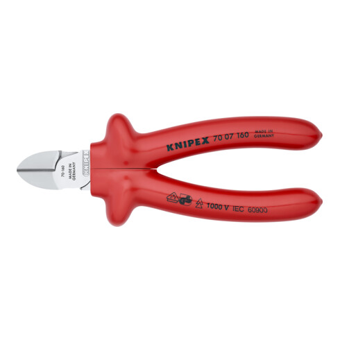 Cisailles latérales chromées 180mm isolées par trempage Knipex gauche