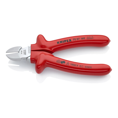 Cisailles latérales chromées 180mm isolées par trempage Knipex gauche