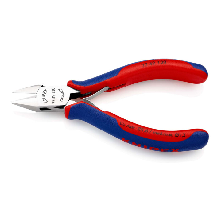 Pinces coupantes de côté pour l’électronique, Avec charnière entrepassée Knipex