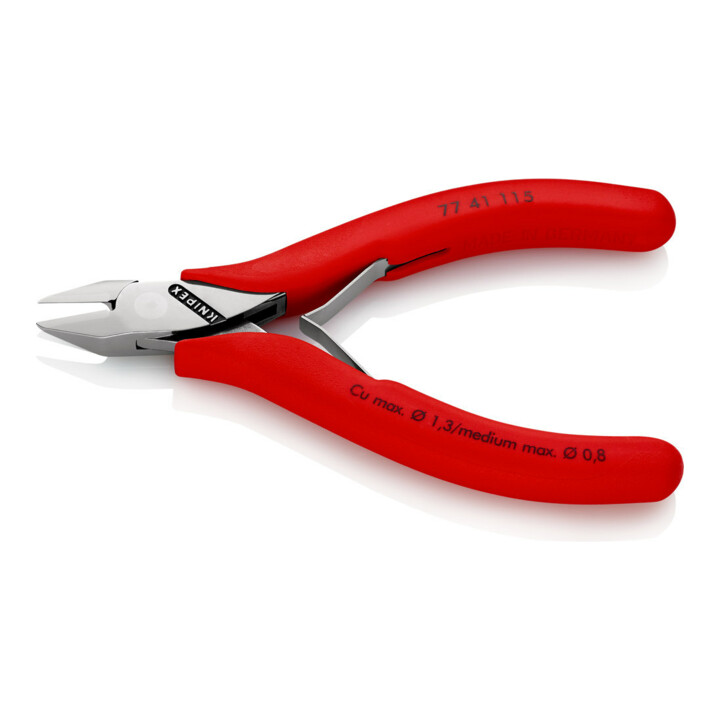 Pinces coupantes de côté pour l’électronique, Avec charnière entrepassée Knipex