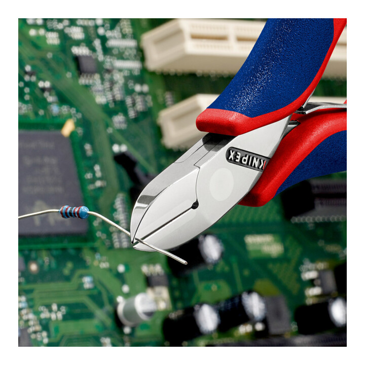 Pinces coupantes de côté pour l’électronique, Avec charnière entrepassée Knipex