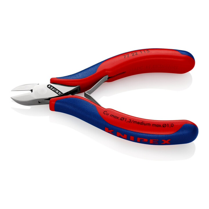 Pinces coupantes de côté pour l’électronique, Avec charnière entrepassée Knipex