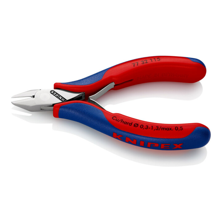 Pinces coupantes de côté pour l’électronique, Avec charnière entrepassée Knipex