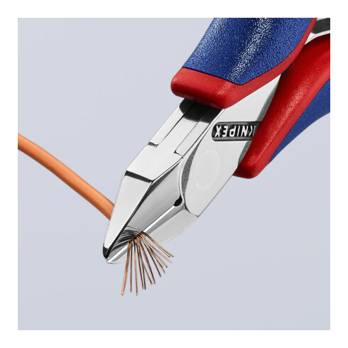 Pinces coupantes de côté pour l’électronique, Avec charnière entrepassée Knipex