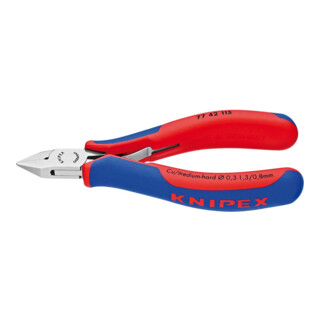 Pinces coupantes de côté pour l’électronique, Avec charnière entrepassée Knipex