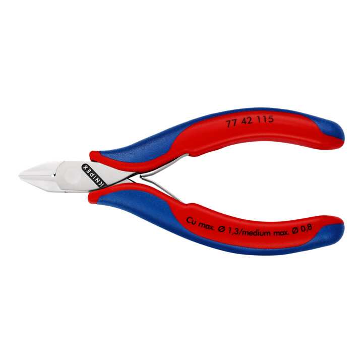 Pinces coupantes de côté pour l’électronique, Avec charnière entrepassée Knipex
