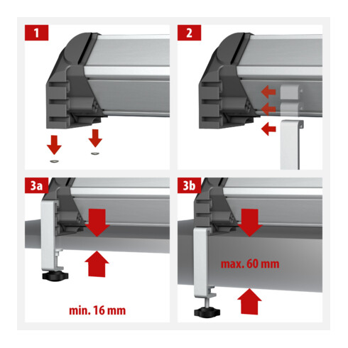 Pinces de table avec vis de blocage pour blocs multiprises Brennenstuhl Alu-Office-Line