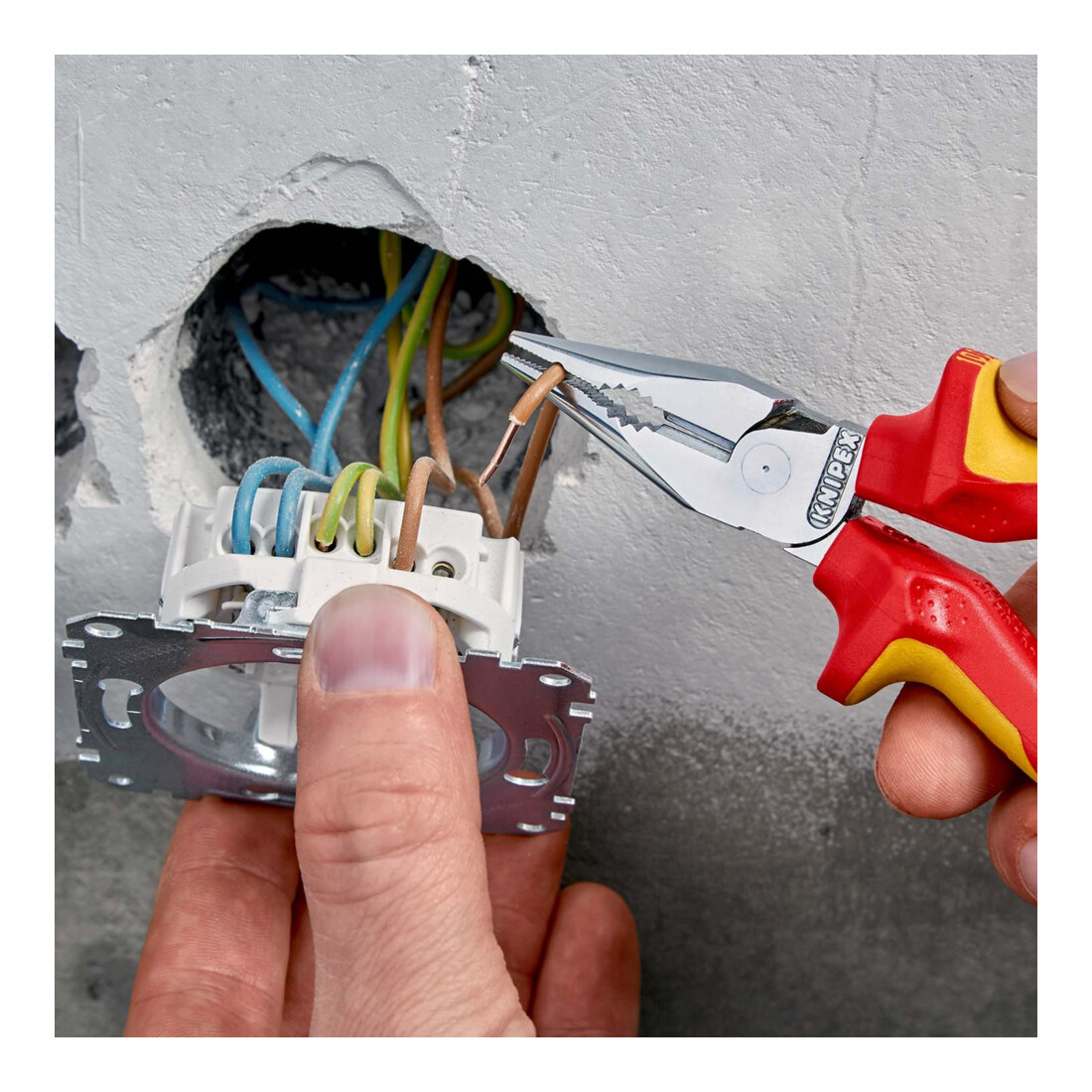 Pince à bec long multi-comp. gaine chromée VDE KNIPEX