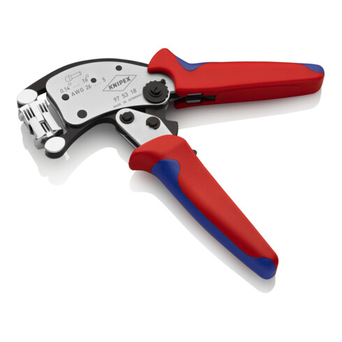 KNIPEX Pinza per terminali a bussola con regolazione automatica Twistor16® 97 53 18, con testa di crimpaggio girevole, 240mm