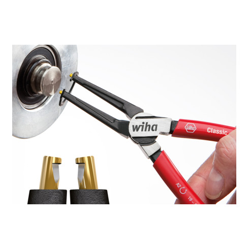 Wiha Pinze per anelli di sicurezza Classic con MagicTips® per anelli esterni (alberi) con forma diritta in blister A 2, 185mm