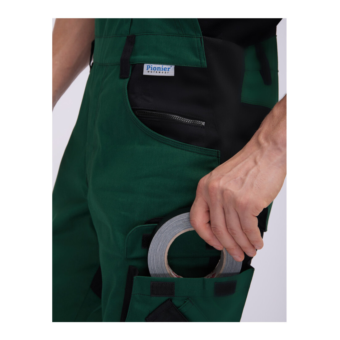 Pionier Latzhose TOOLS PLUS, grün/schwarz