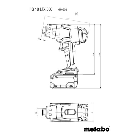 Pistolet à air chaud sans fil HG 18 LTX 500 (610502840) metaBOX 145 L