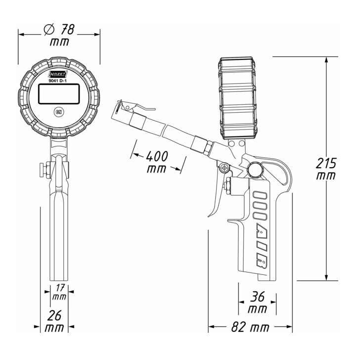 Pistolet de gonflage · numérique 9041D-1 HAZET