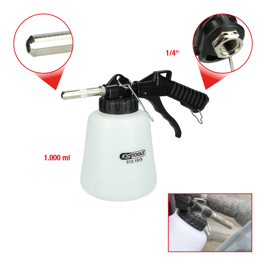 Pistolet de nettoyage à air comprimé à soude, 1000 ml