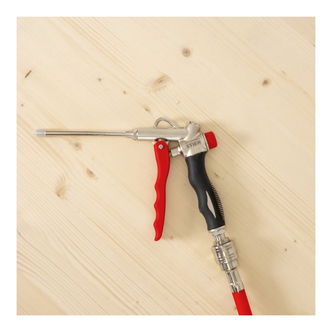 Pistolet de soufflage STIER avec buse remplaçable et FlowControl