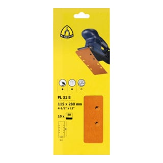 PL 31 B Abrasifs (Set) Klingspor 93 x 230 mm perforation façon GL9, SB-emballé avec onglet