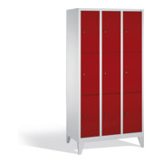 Placard C+P Classic sur pieds, 9 compartiments, H1850xL900xP500mm Avant Rouge rubis corps Gris clair-1