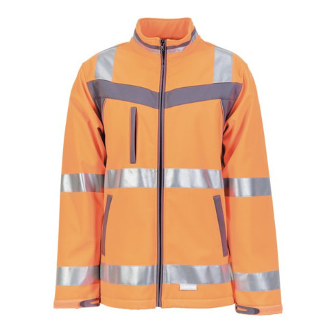 Planam softshell jas met hoge zichtbaarheid Plaline oranje/kleurig