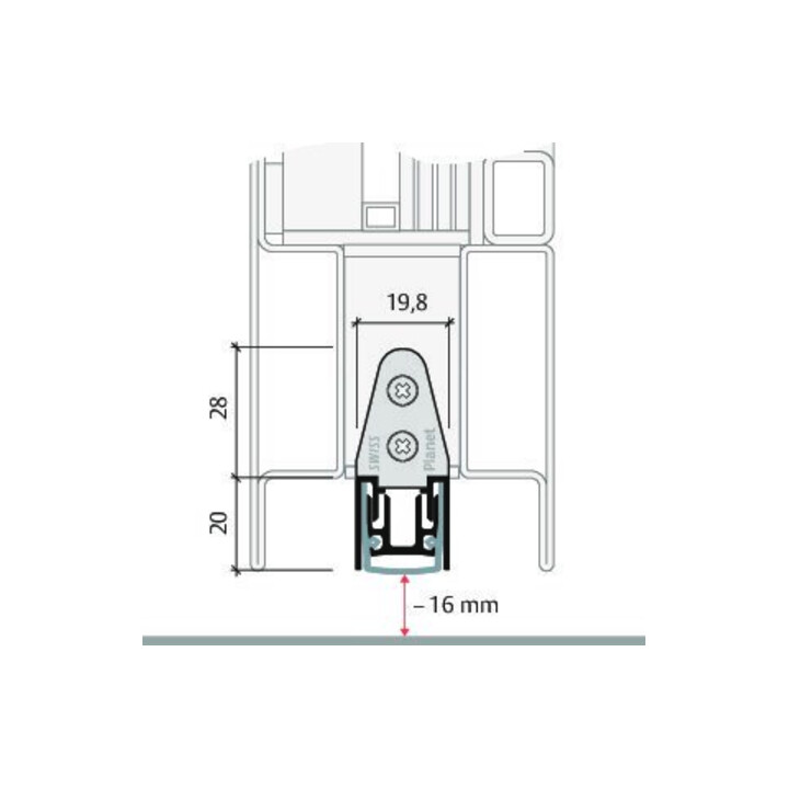 PLANET ASSA ABLOY Joint de bas de porte MF FH, 960 mm Aluminium