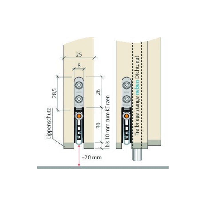 PLANET ASSA ABLOY Joint de seuil à descente US, 835 mm Aluminium