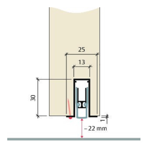 PLANET ASSA ABLOY Joint d'étanchéité basculant de porte FT, 1050 mm Aluminium