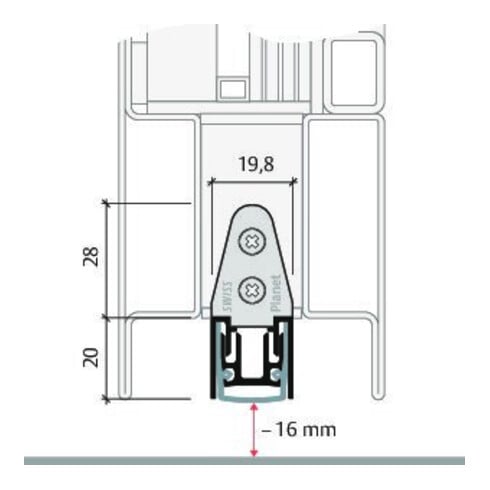 PLANET ASSA ABLOY Joint d'étanchéité de porte MF, 960 mm Aluminium