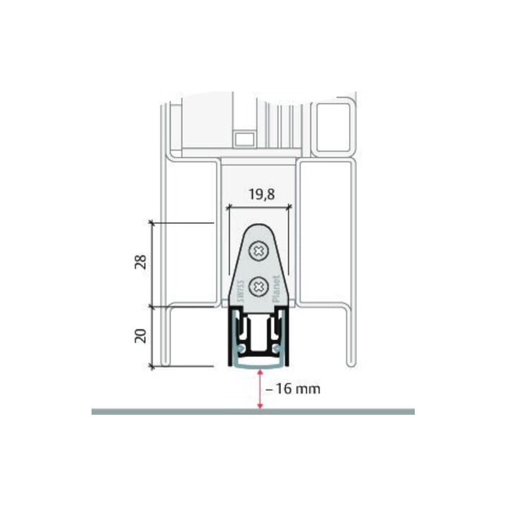 PLANET ASSA ABLOY Joint d'étanchéité de porte MF, 960 mm Aluminium