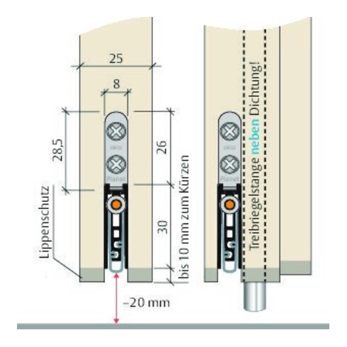 PLANET ASSA ABLOY Joint d'étanchéité de porte US, 1085 mm Aluminium