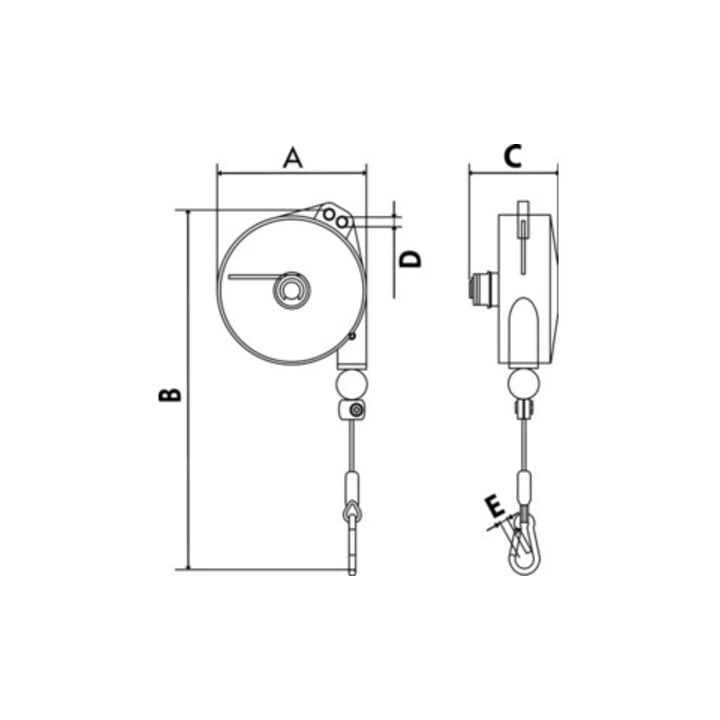 Planeta Federzug Alu-Druckgussgehäuse Trgf. 0,4-1kg Seillänge 1,6m Seil-D. 2,0mm