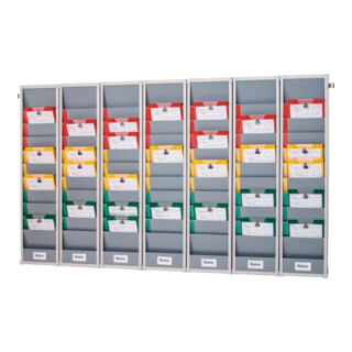 Planningsbord 7 segmenten B2300xH1282xD78mm incl. wandprofiel v. DIN A5