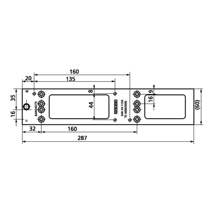 Plaque de montage GEZE f.TS 5000/4000 argent