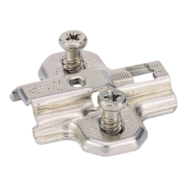 Plaque de montage Hettich Sys.9000 Intermat zinc moulé sous pression 3mm vis Euro prémontées