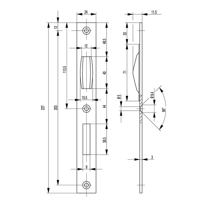 Plaque de sonnerie plate VA ktg. SP 24mm