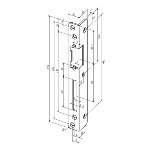 ASSA ABLOY Plaque de sécurité pour gâche d'angle 69 DIN