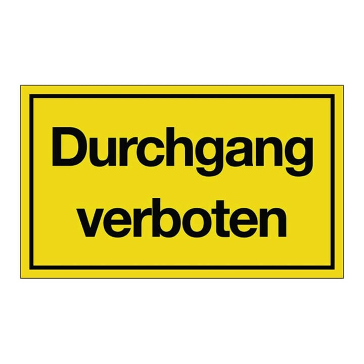 Plaque signalétique Pas de passage L250xB150mm Plastique noir/jaune