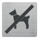 Panneau de porte/information B90×H90mm Fenêtre visible Chiens interdits Dos inox plié-1
