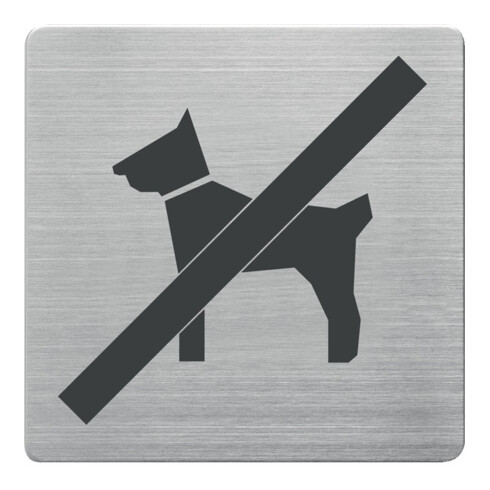 Panneau de porte/information B90×H90mm Fenêtre visible Chiens interdits Dos inox plié