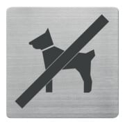 Panneau de porte/information B90×H90mm Fenêtre visible Chiens interdits Dos inox plié-1