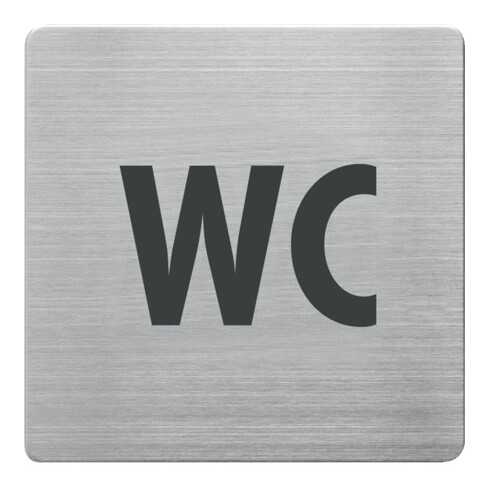 Plaque de porte/information B90×I90mm fenêtre WC dos inox brossé